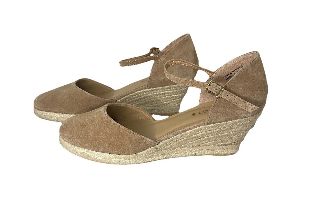 Talbots Lyndsay D’Orsay Espadrilles Wedges Tan Suede Sz 7-7.5 Summer Neutral